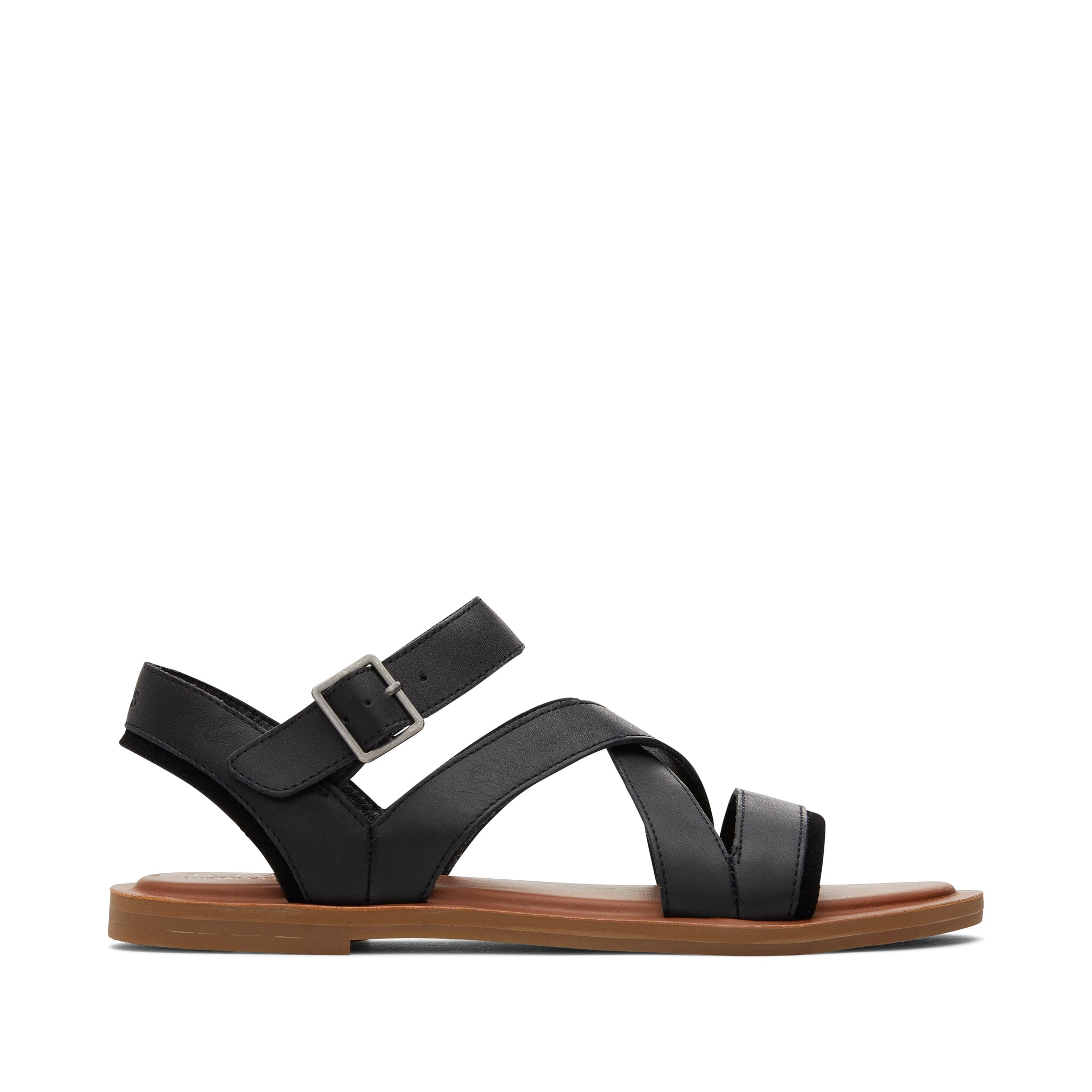 Sloane Black Leather Strappy Sandal Side View