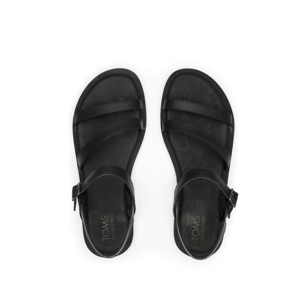 Kira Black Leather Strappy Sandal Top View