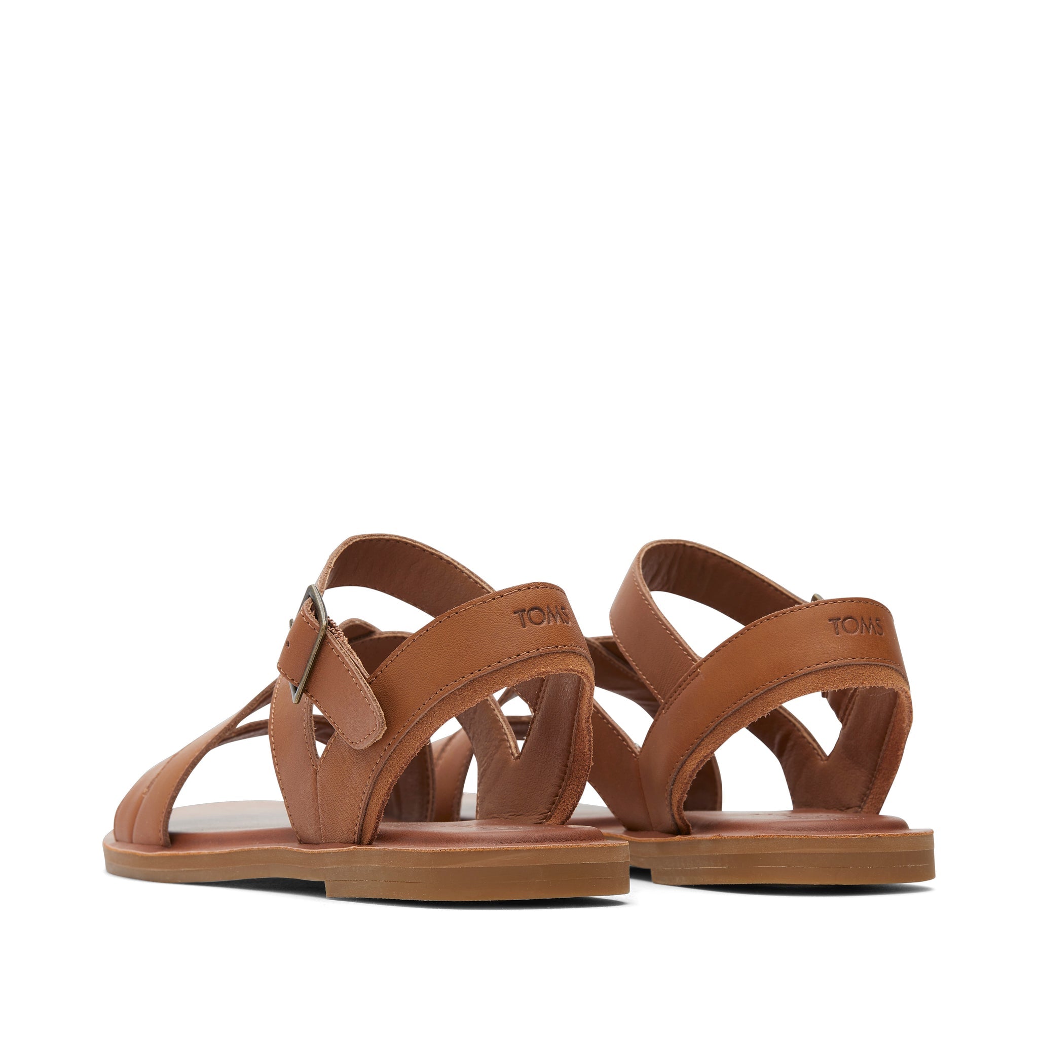 Sloane Tan Leather Strappy Sandal Back View