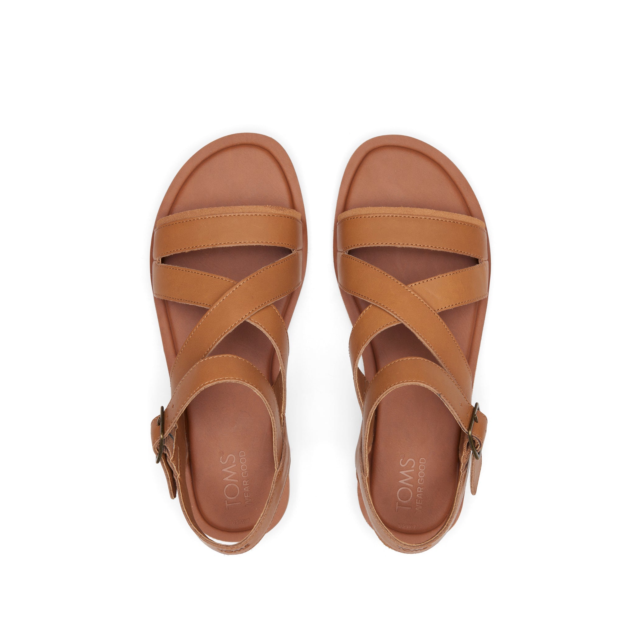 Sloane Tan Leather Strappy Sandal Top View