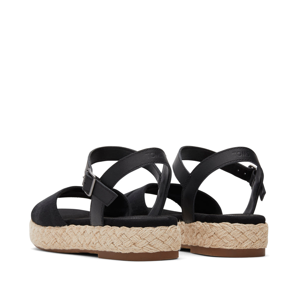 Abby Black Flatform Espadrille Sandal Back View