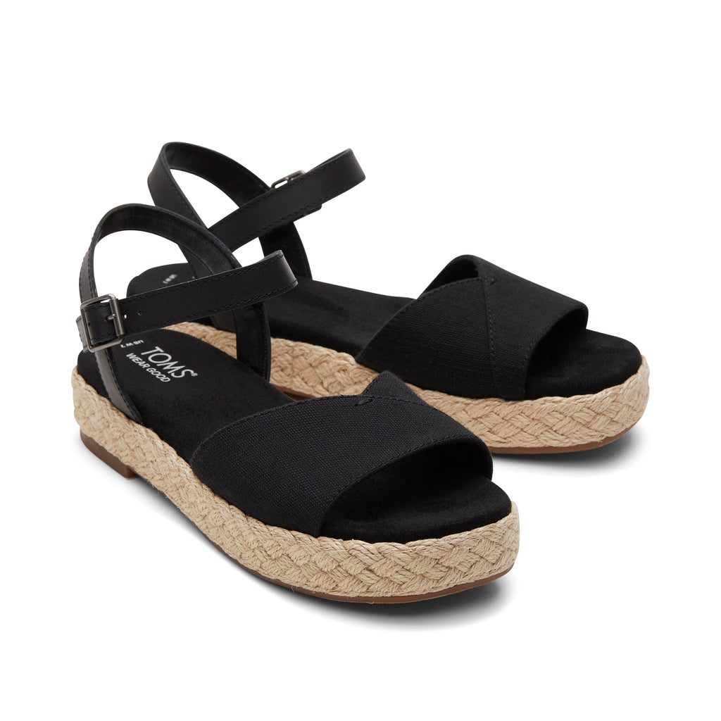 Abby Black Flatform Espadrille Sandal Front View