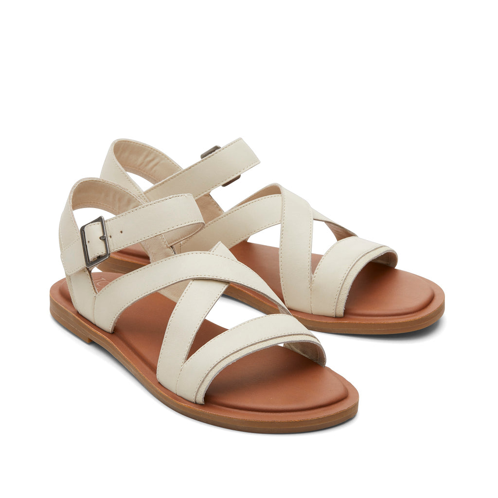 Sloane Cream Leather Strappy Sandal Front View