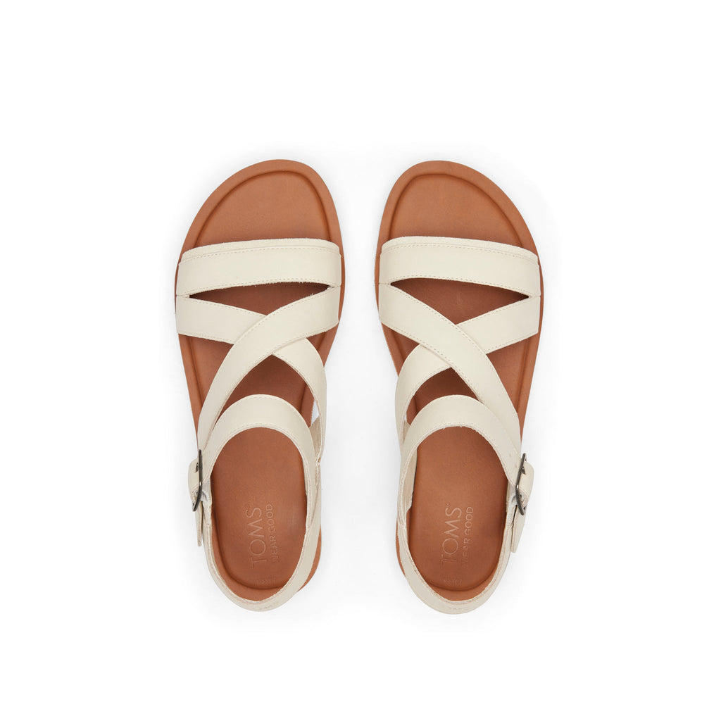Sloane Cream Leather Strappy Sandal Top View