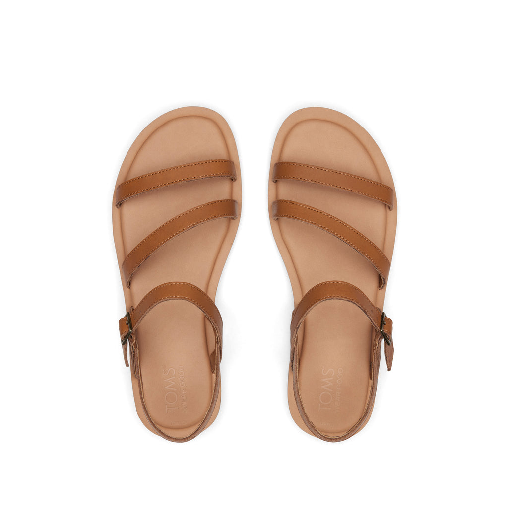 Kira Tan Leather Strappy Sandal Top View