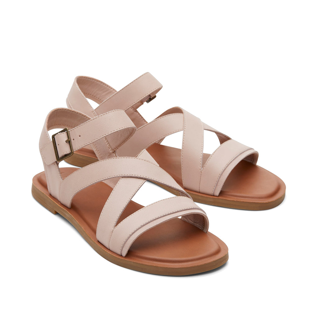 Sloane Pink Leather Strappy Sandal Front View
