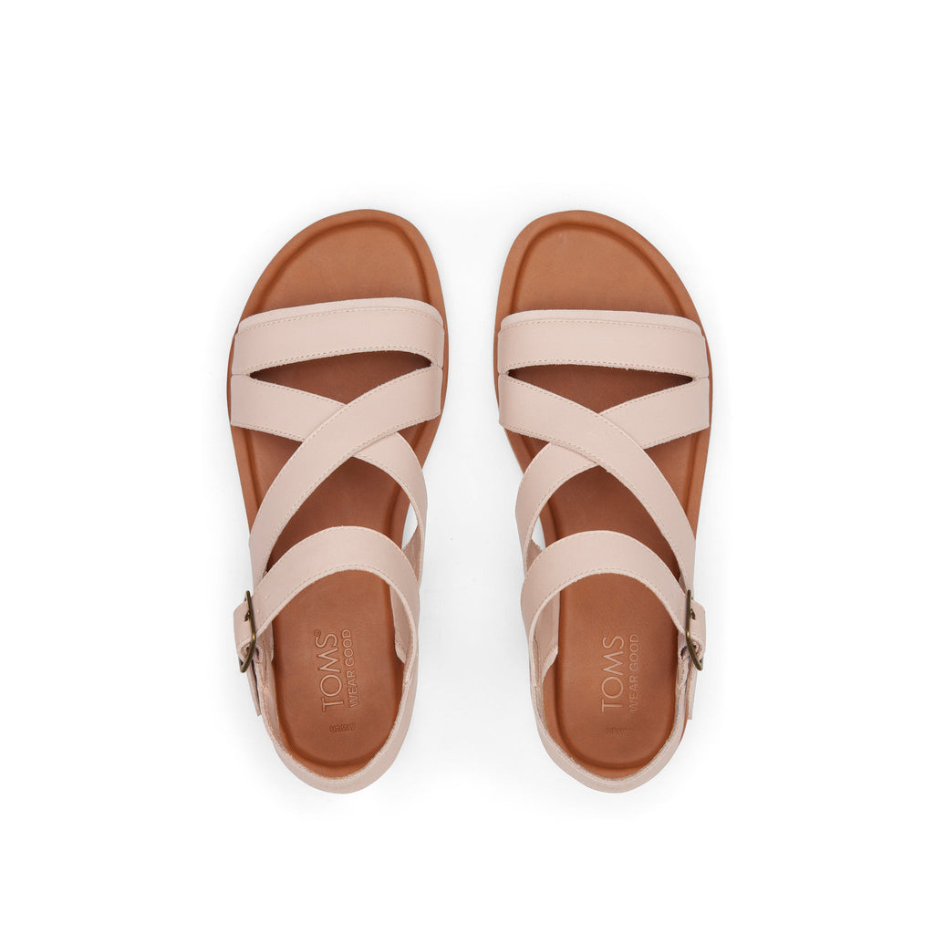Sloane Pink Leather Strappy Sandal Top View