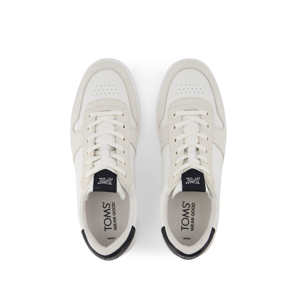 TRVL LITE Court White and Black Leather Sneaker Top View