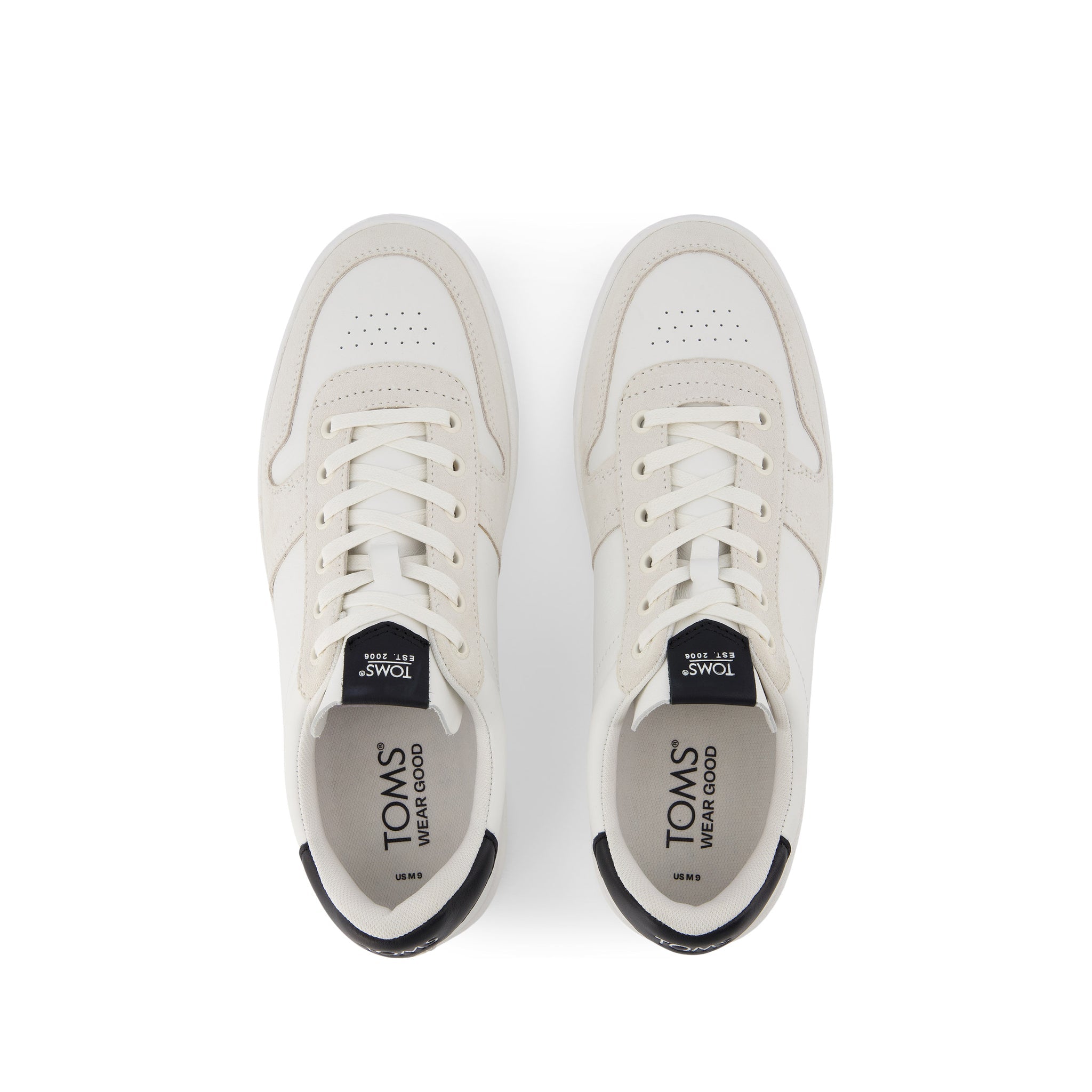 TRVL LITE Court White and Black Leather Sneaker Top View