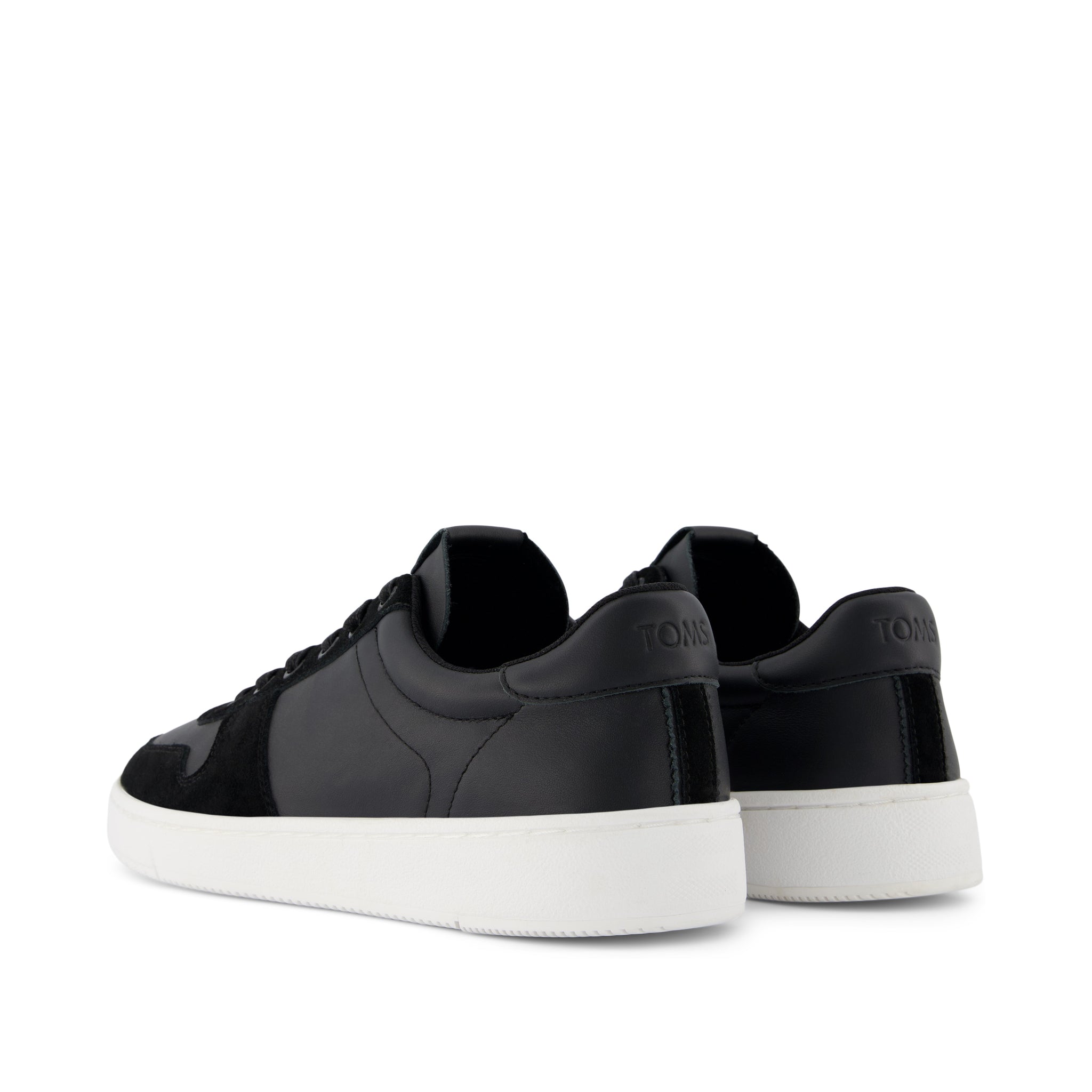 TRVL LITE Court Black Leather Sneaker Back View