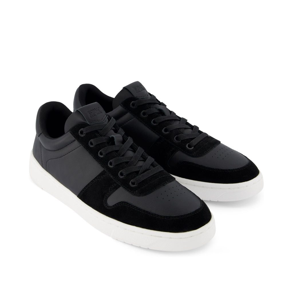 TRVL LITE Court Black Leather Sneaker Front View