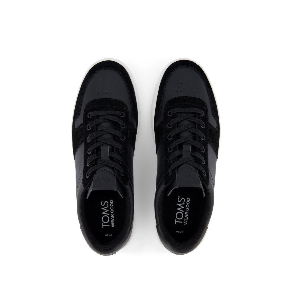 TRVL LITE Court Black Leather Sneaker Top View