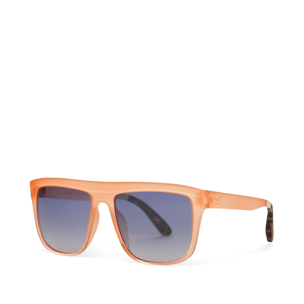 Jett Traveler Sunglasses  - Matte Peach Crystal Blue Gradient Side Angle View