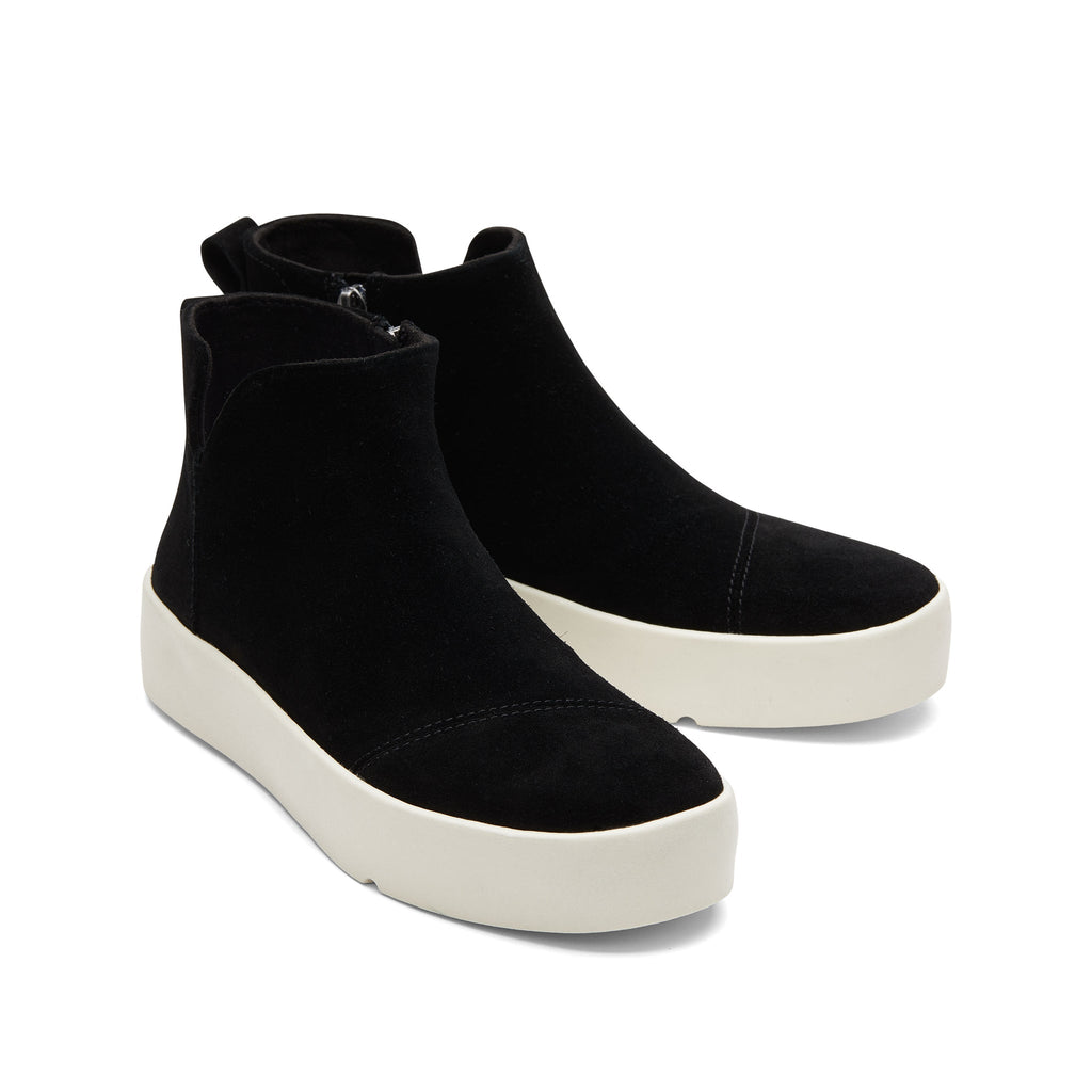 Verona Mid Black Suede Platform Sneaker Front View