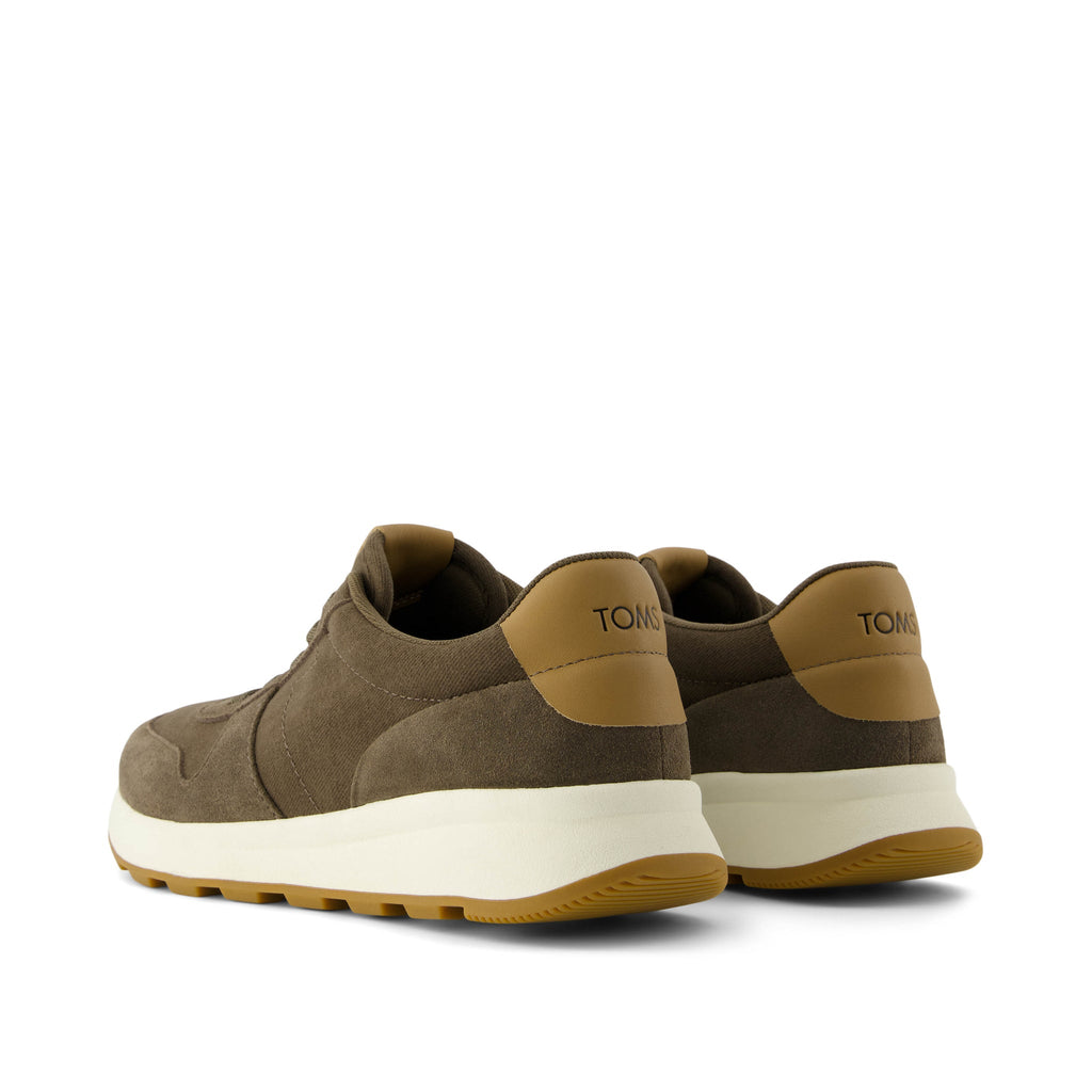 TRVL Lite Retro Runner Olive Water Repellent Sneaker Back View