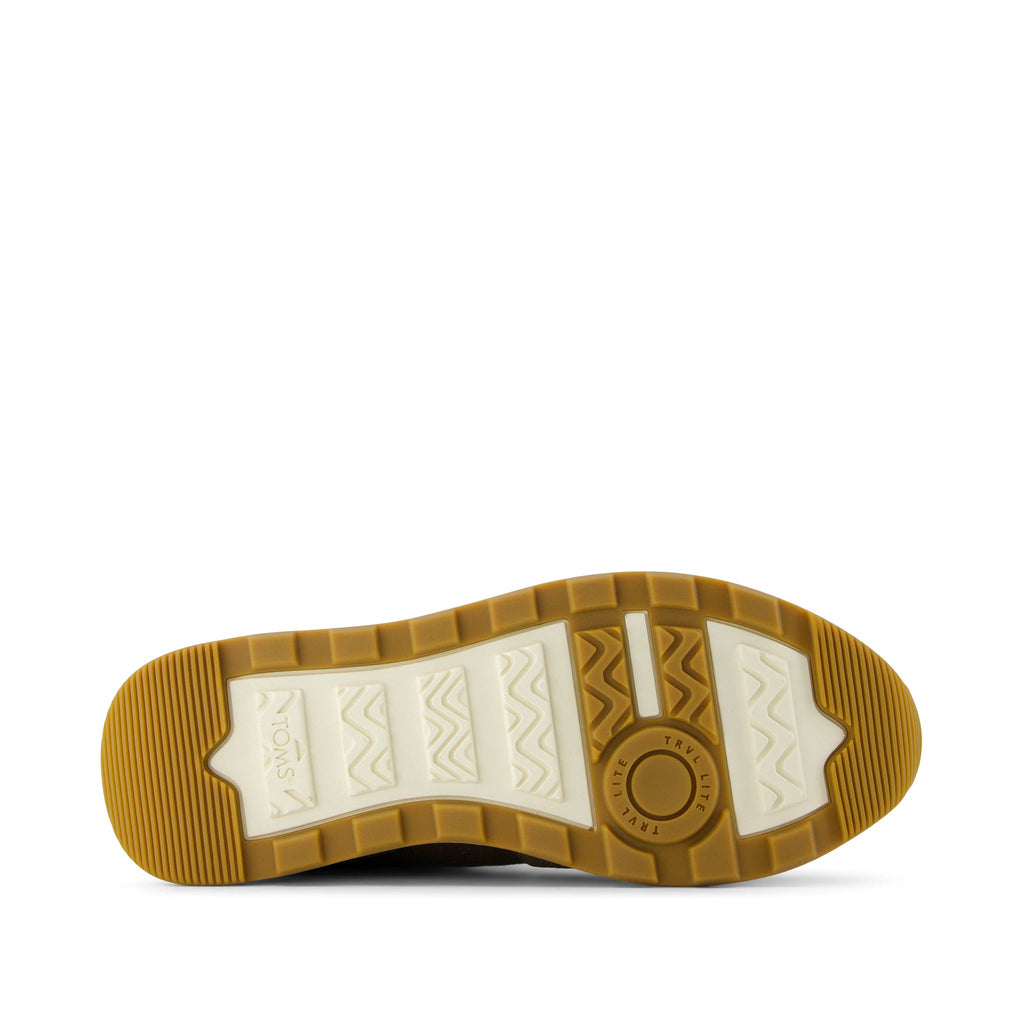 TRVL Lite Retro Runner Olive Water Repellent Sneaker Bottom Sole View