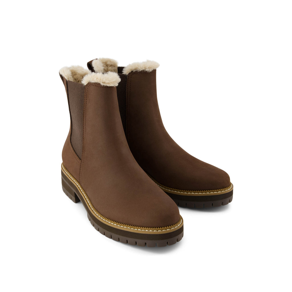 Bennet Boot - Water Resistant Oak Brown Nubuck Leather Faux Fur Front View