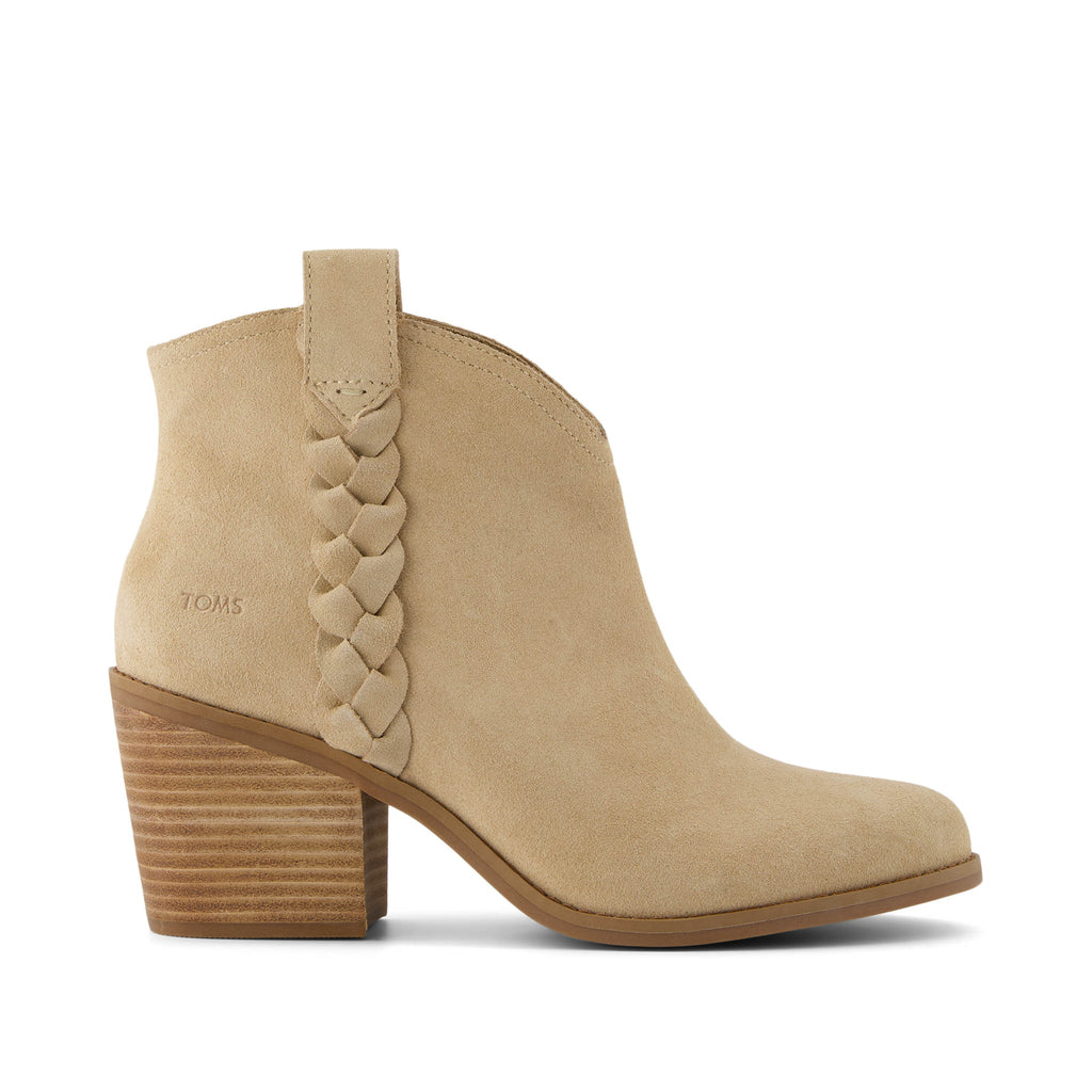 Constance Oatmeal Suede/Braid Boot Side View
