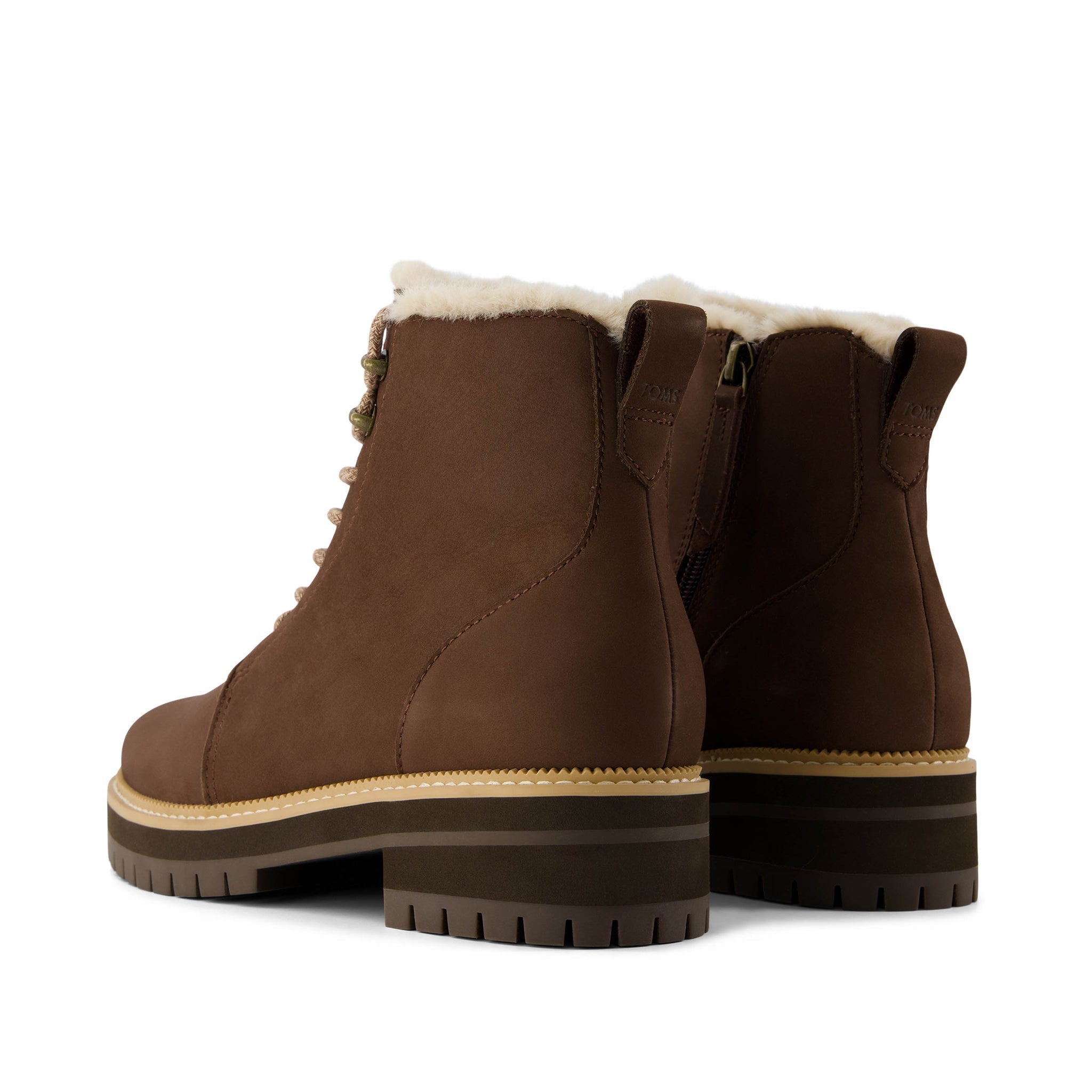 Wylder Boot - Water Resistant Oak Brown Nubuck Leather Faux Fur Back View