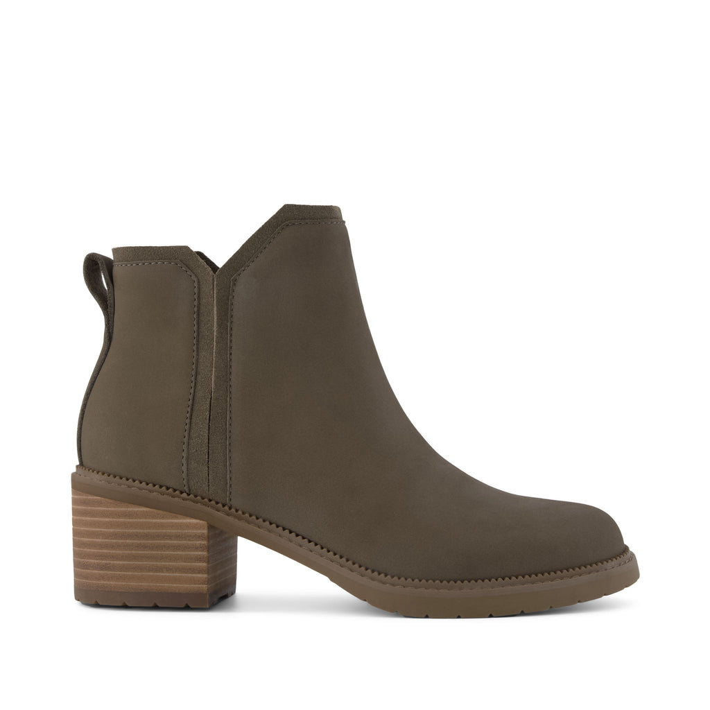 Hailey Heeled Boot - Water Resistant Canteen Nubuck Leather Side View