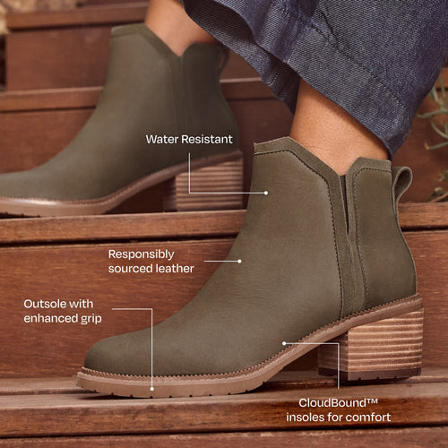 Botte à talons Hailey - Cuir nubuck de cantine résistant à l'eau