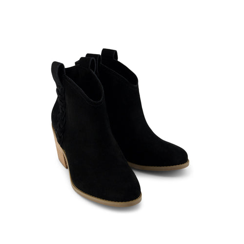 Constance Black Suede/Braid Boot Front View