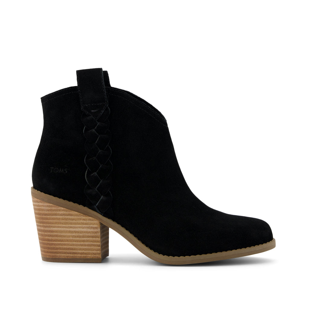 Constance Black Suede/Braid Boot Side View