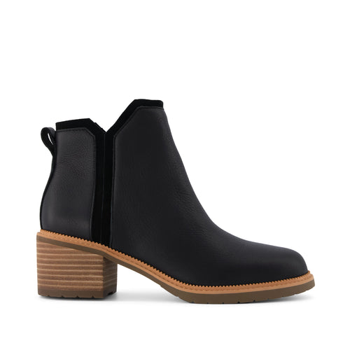 Hailey Heeled Boot - Water Resistant Black Leather Side View