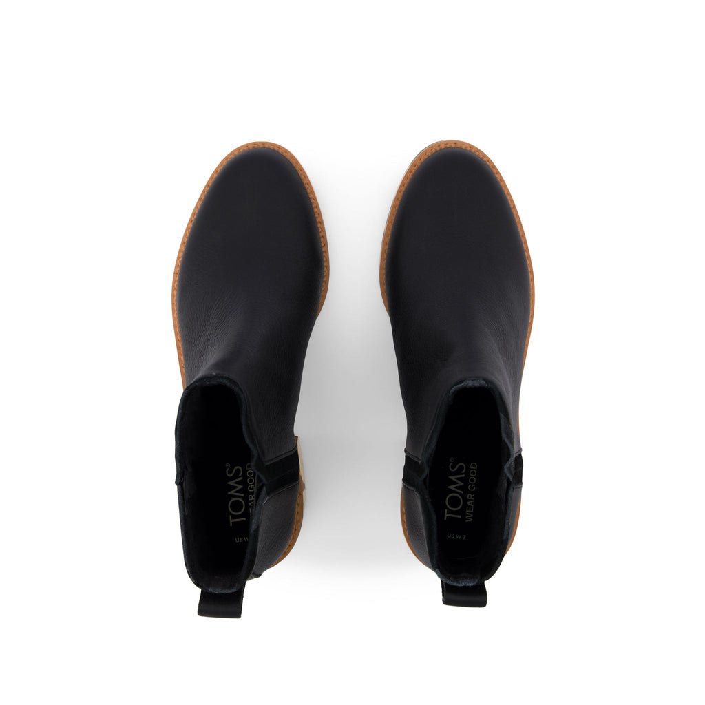 Hailey Heeled Boot - Water Resistant Black Leather Top View