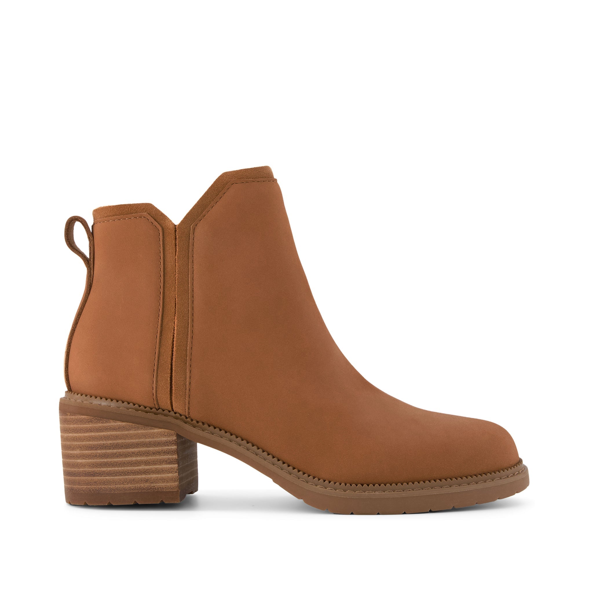 Hailey Heeled Boot - Water Resistant Brown Sugar Nubuck Leather Side View