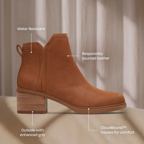 Botte à talons Hailey - Cuir nubuck brun résistant à l'eau