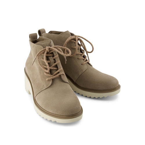 Maude Lace Up Dune Suede Wedge Boot Front View