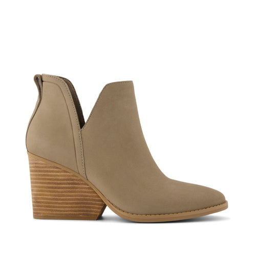Eliza Heeled Boot - Dune Nubuck Leather Side View