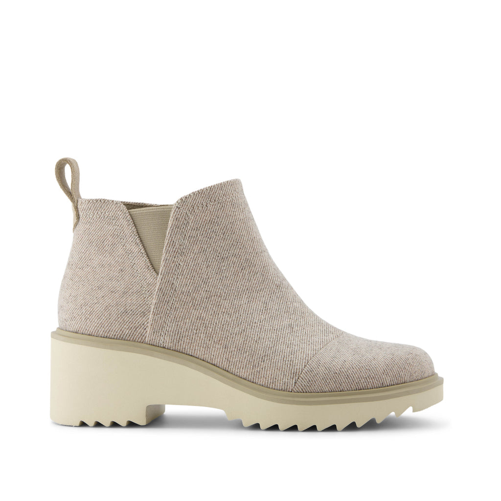Maude Natural Shimmer Twill Wedge Boot Side View