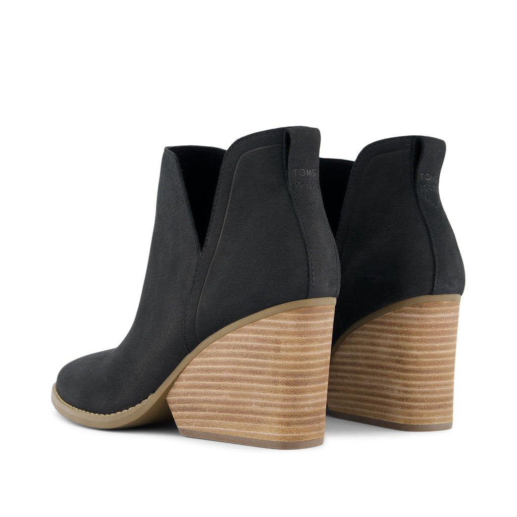 Eliza Heeled Boot - Black Nubuck Leather Back View