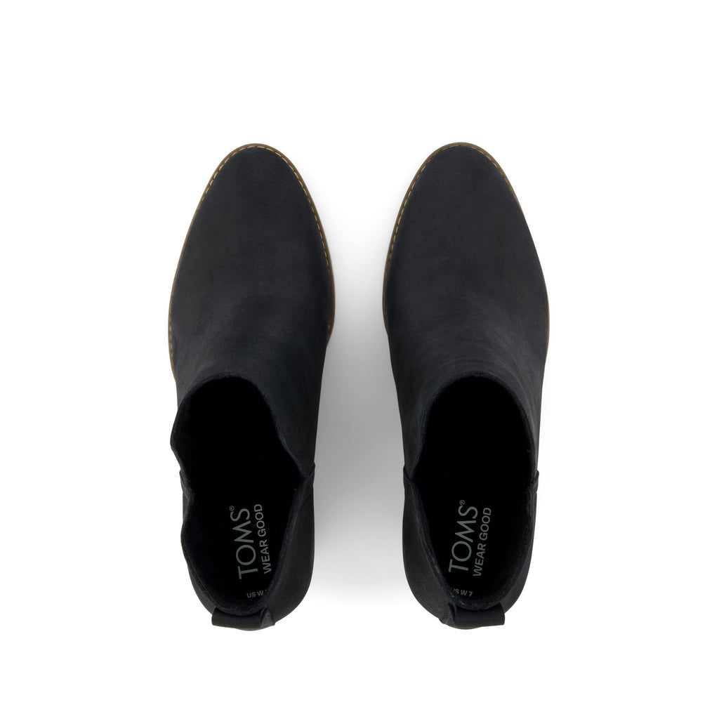 Eliza Heeled Boot - Black Nubuck Leather Top View