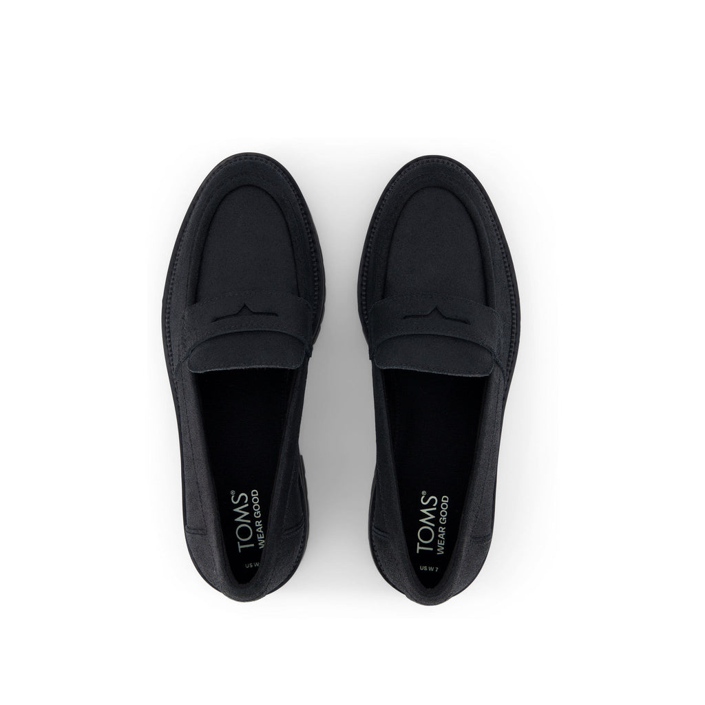 Cara Black Metallic Leather Loafer Top View