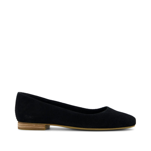 Briella Black Suede Flat Side View