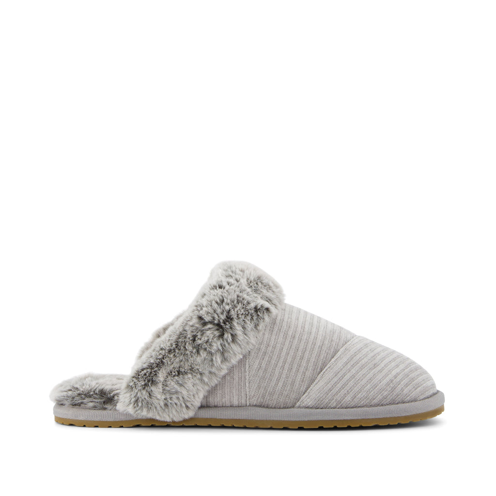 Valerie Slipper - Drizzle Grey Rib Knit Side View