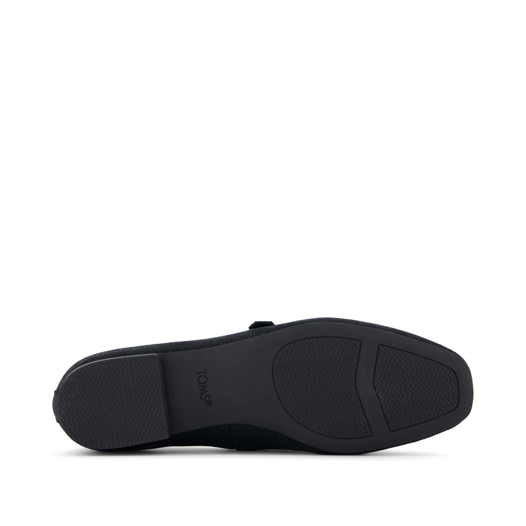 Bianca Black Metallic Suede Flat Bottom Sole View