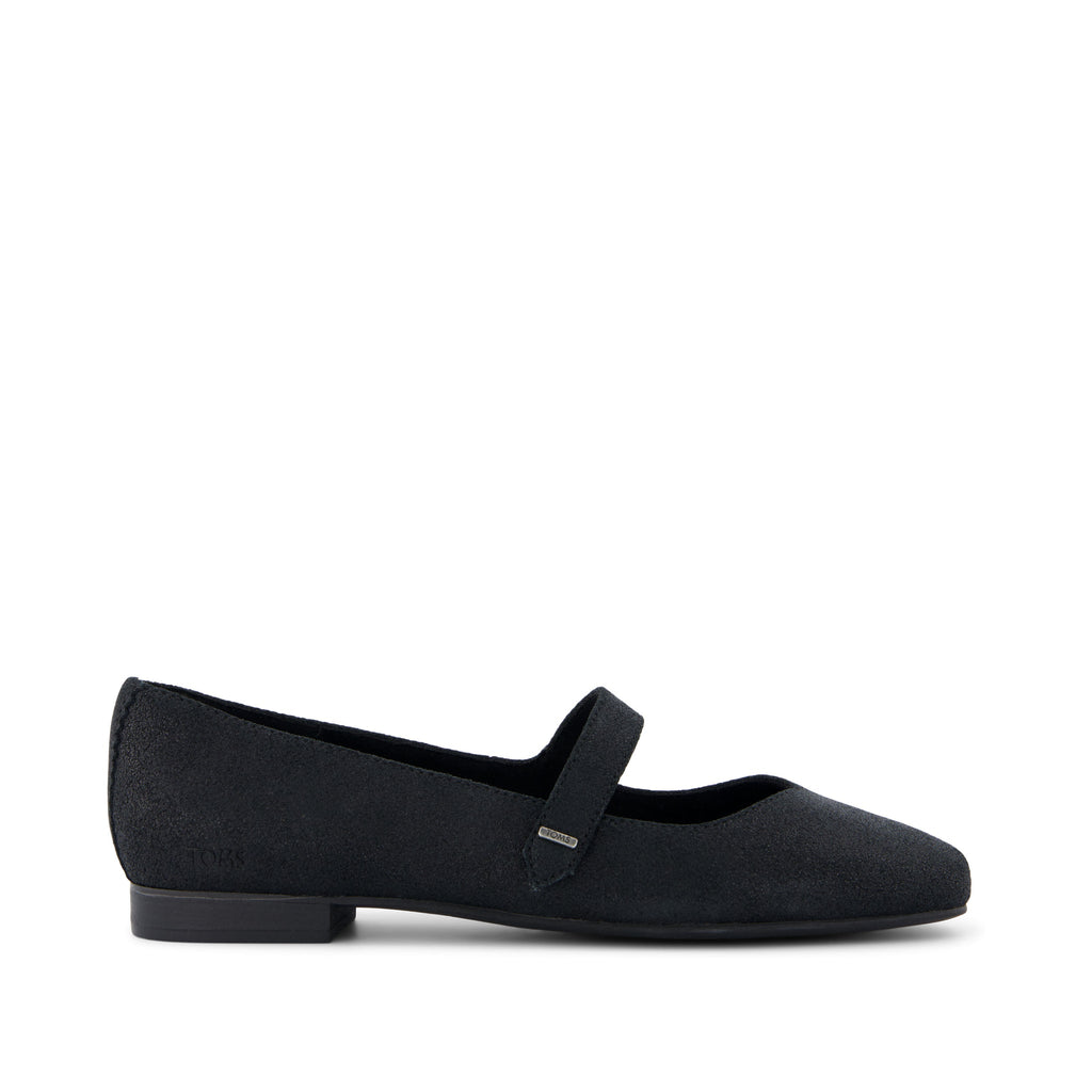 Bianca Black Metallic Suede Flat Side View