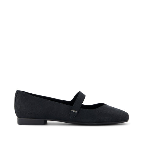Bianca Black Metallic Suede Flat Side View