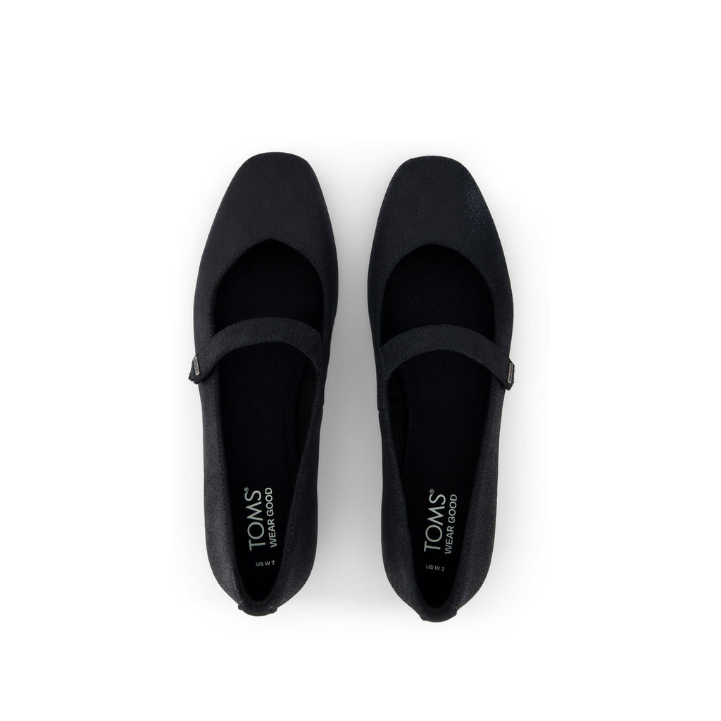 Bianca Black Metallic Suede Flat Top View