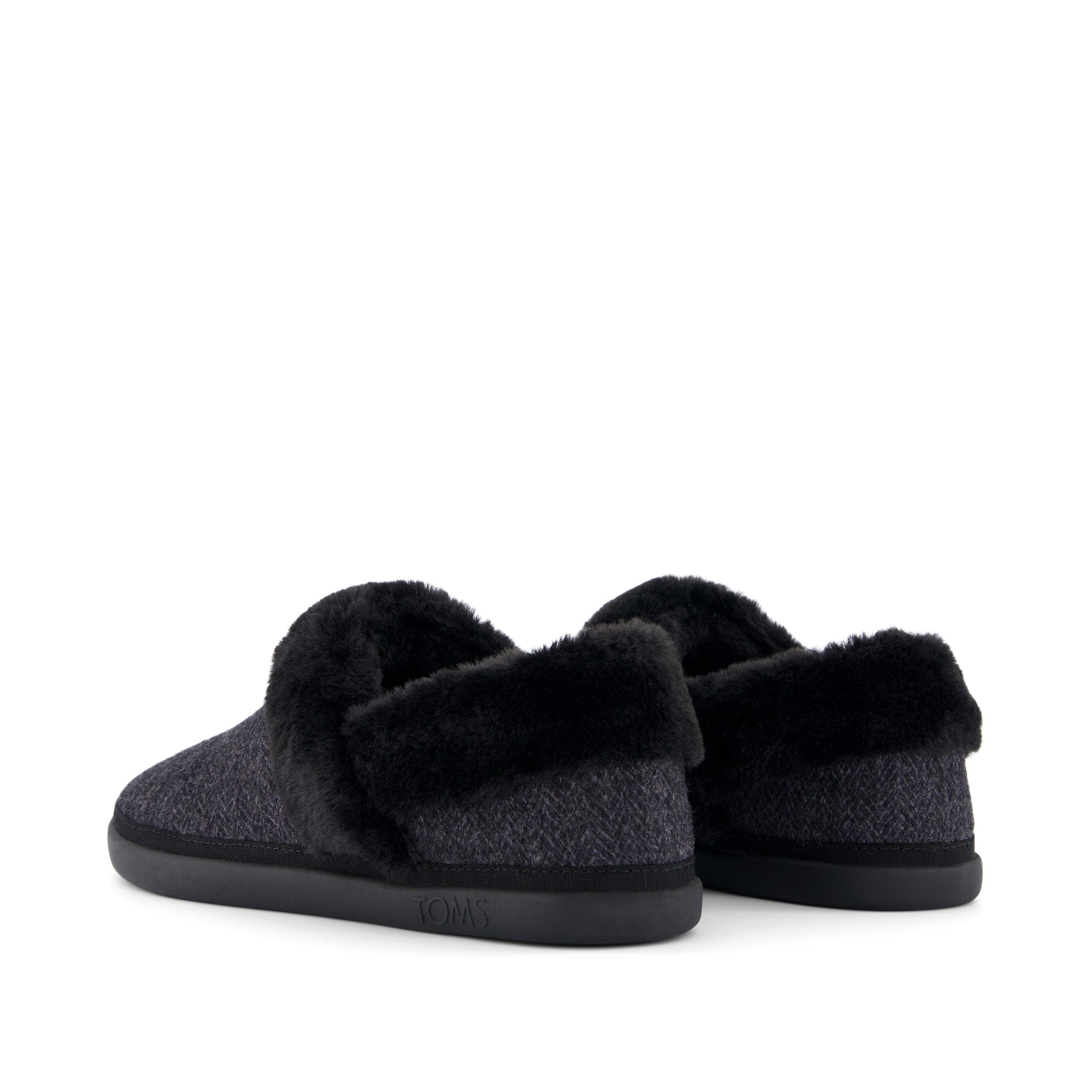 Oslo Covertible Slipper - Black Cozy Herringbone Back View
