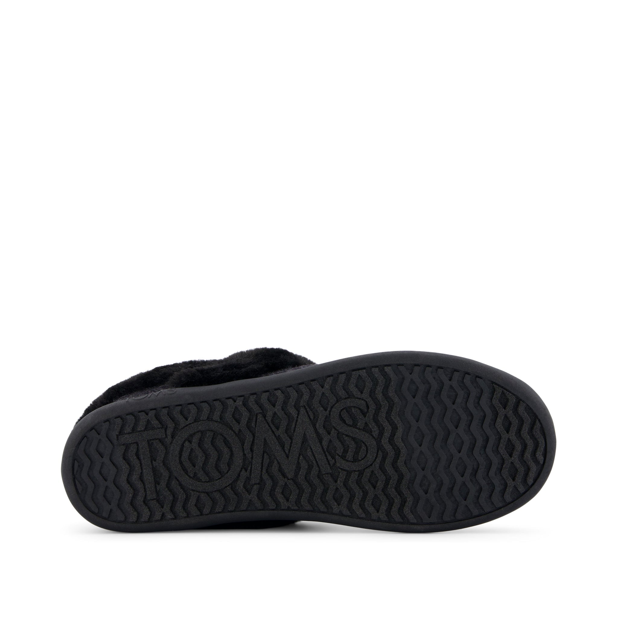 Oslo Covertible Slipper - Black Cozy Herringbone Bottom Sole View