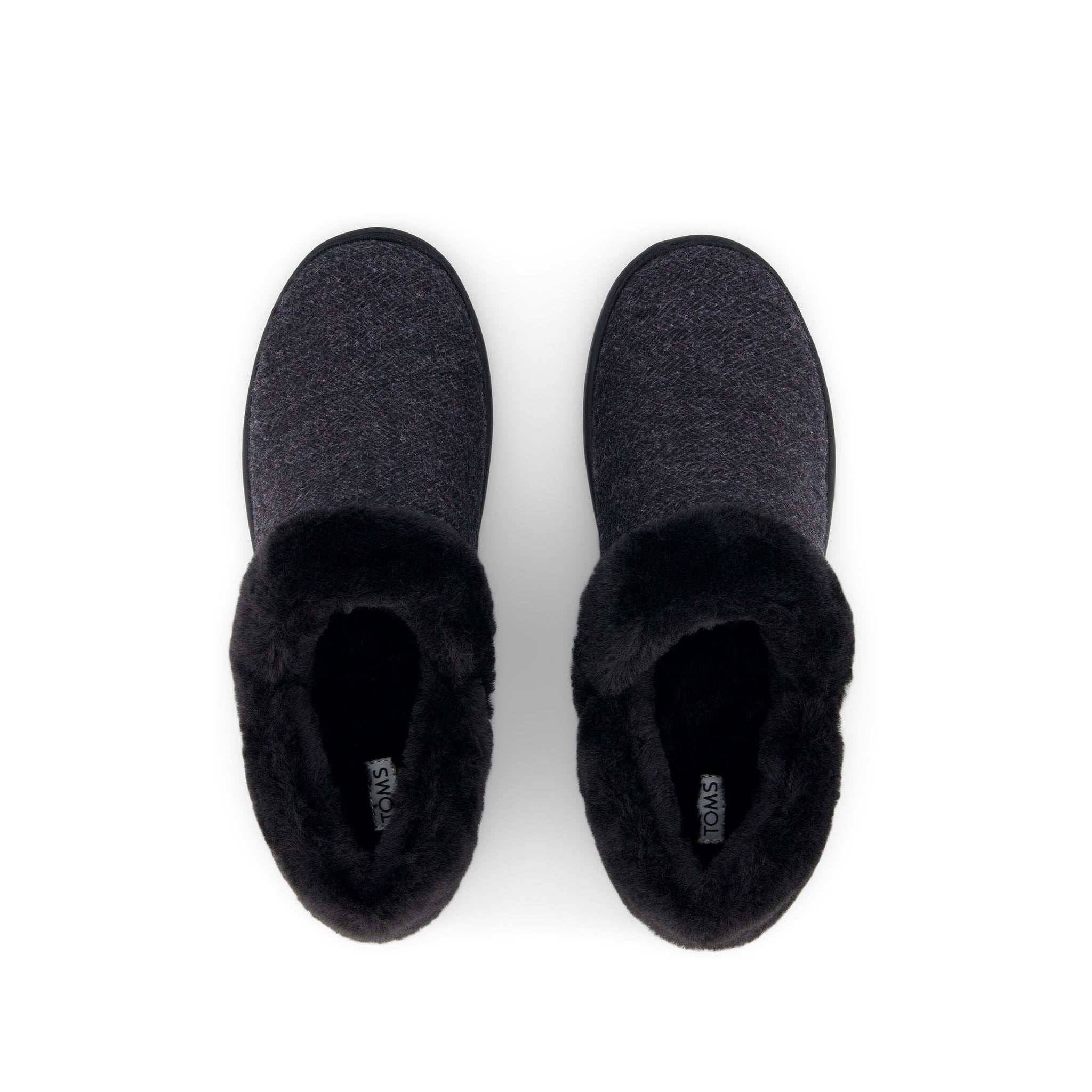 Oslo Covertible Slipper - Black Cozy Herringbone Top View