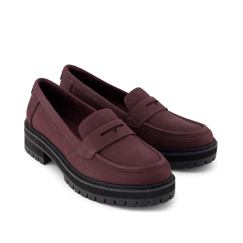 Cara Blackberry Leather Loafer Front View