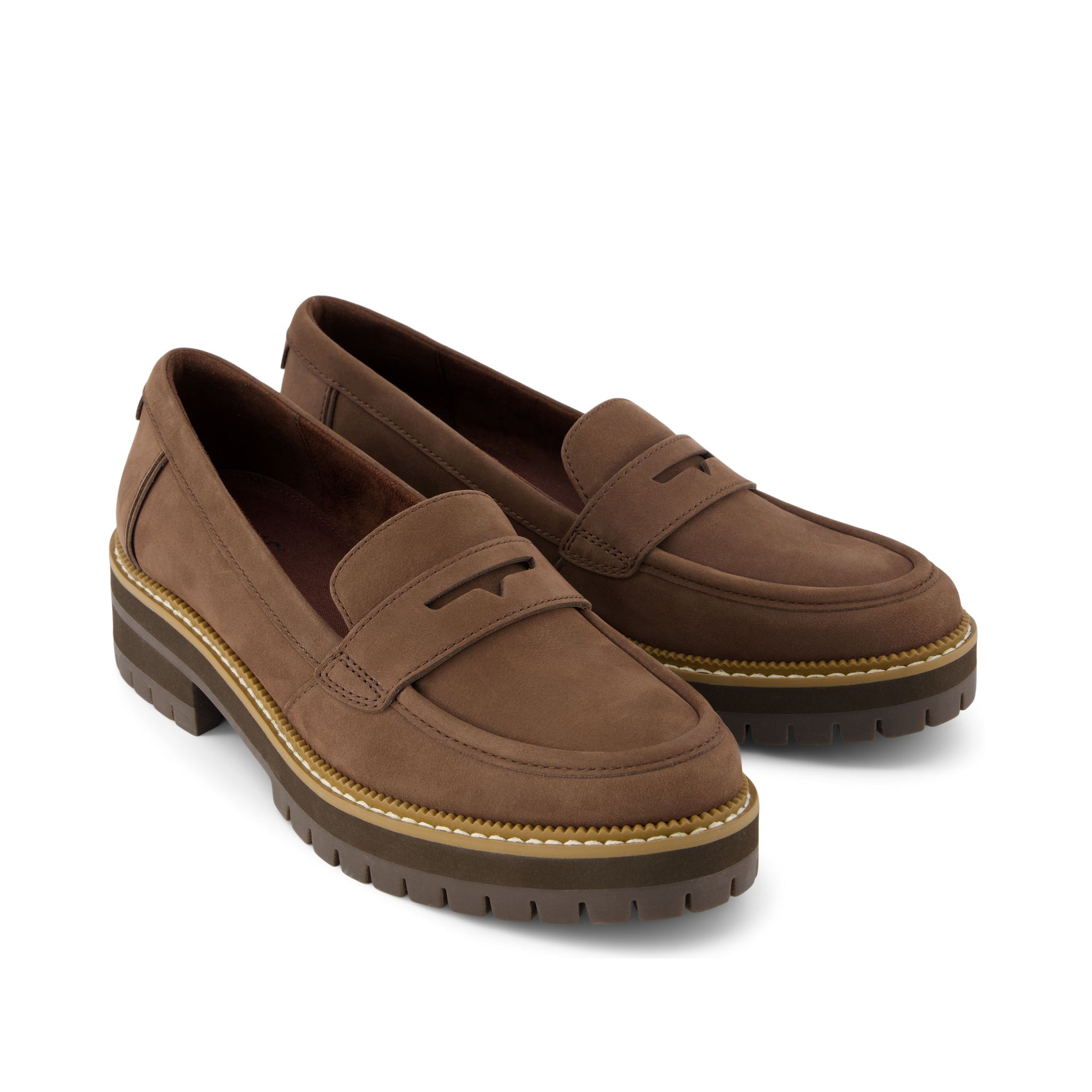 Cara Dark Brown Leather Loafer Front View