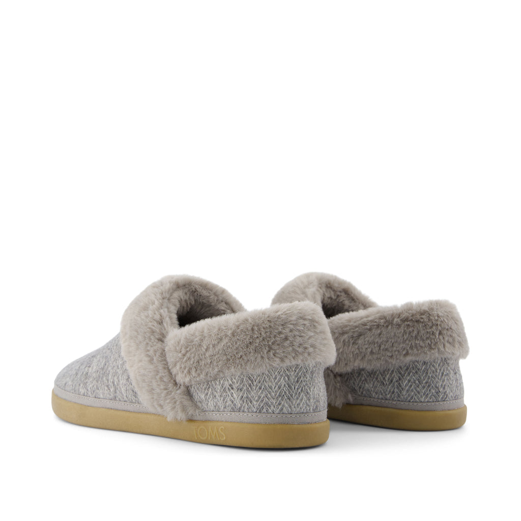 Oslo Covertible Slipper - Drizzle Grey Cozy Herringbone Back View