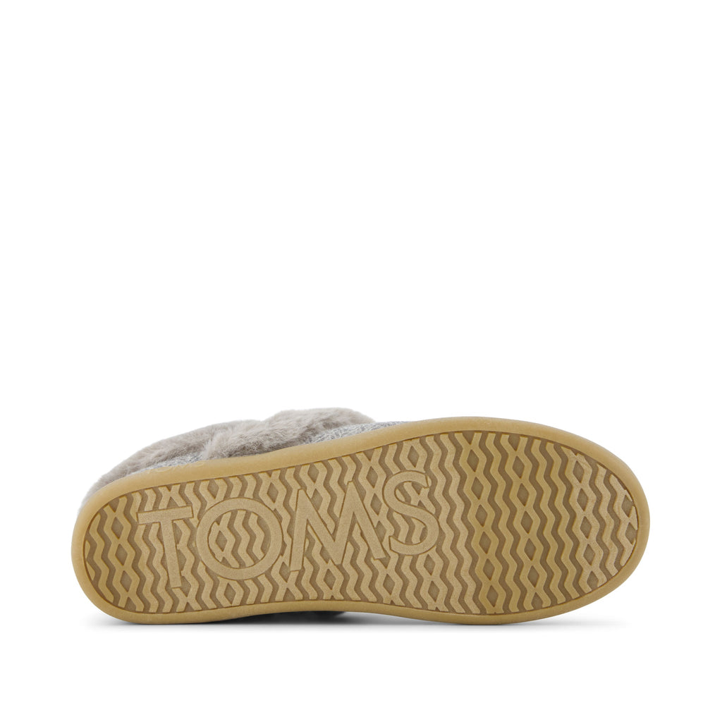 Oslo Covertible Slipper - Drizzle Grey Cozy Herringbone Bottom Sole View